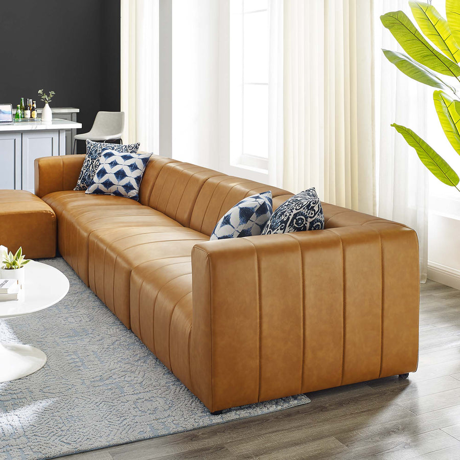 Reef 5-Piece Vegan Leather Sectional Sofa in Tan