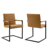 Louisburgh Vegan Leather Dining Chairs Set of 2 in Tan