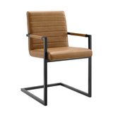 Louisburgh Vegan Leather Dining Chairs Set of 2 in Tan