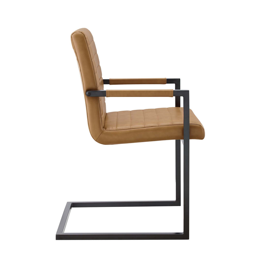 Louisburgh Vegan Leather Dining Chairs Set of 2 in Tan