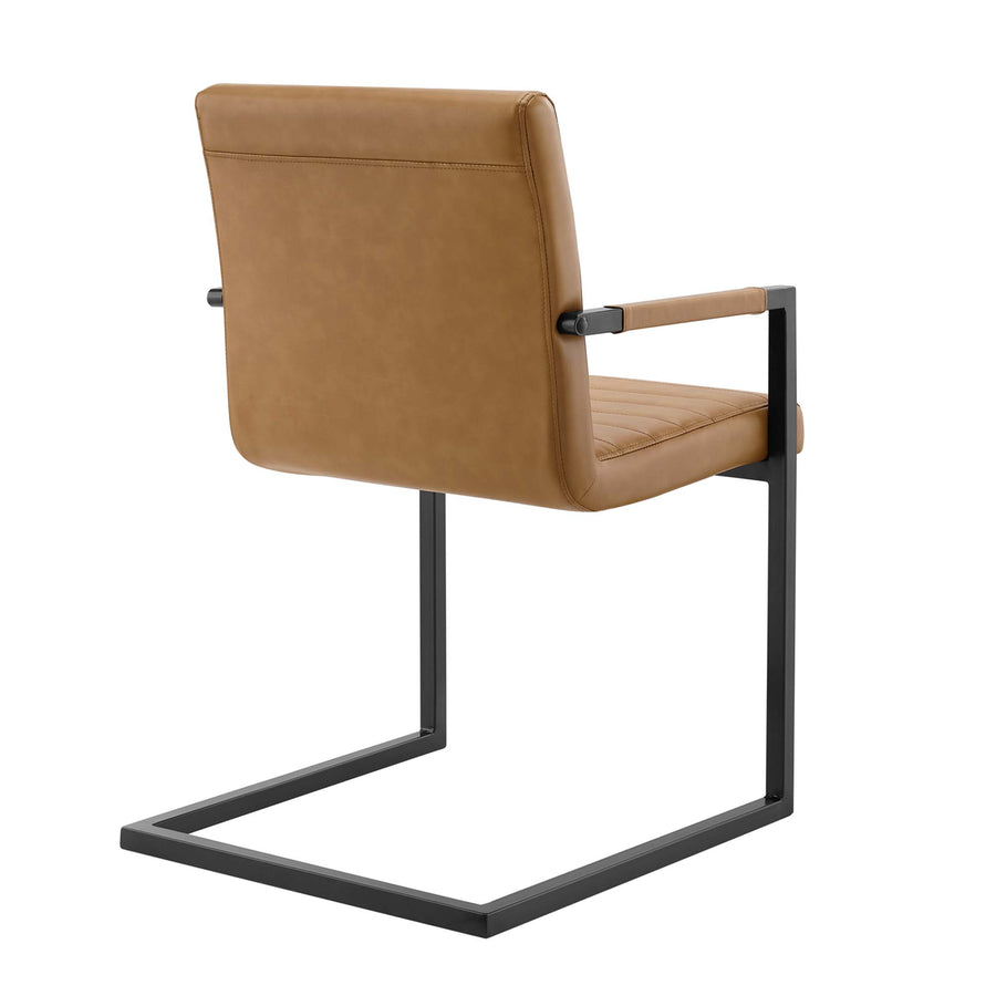 Louisburgh Vegan Leather Dining Chairs Set of 2 in Tan