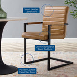 Louisburgh Vegan Leather Dining Chairs Set of 2 in Tan