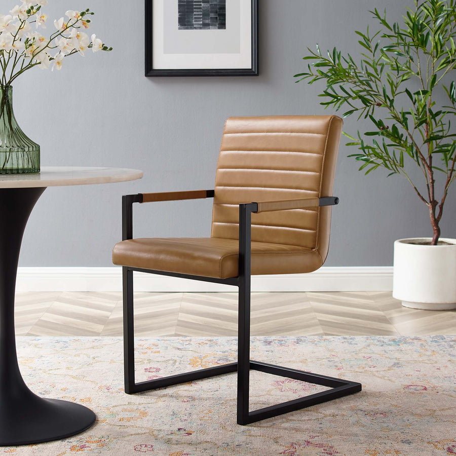 Louisburgh Vegan Leather Dining Chairs Set of 2 in Tan