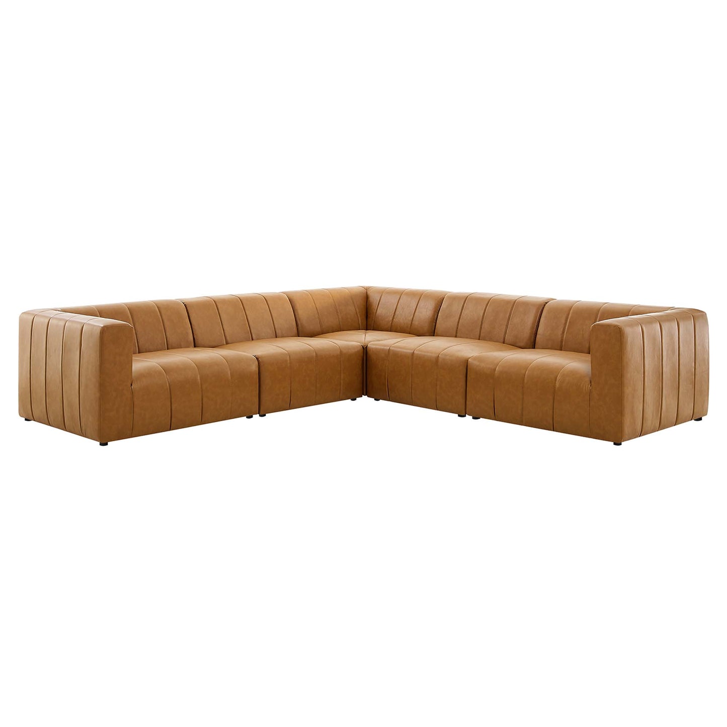 Reef 5-Piece Vegan Leather Sectional Sofa in Tan