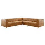 Reef 5-Piece Vegan Leather Sectional Sofa in Tan