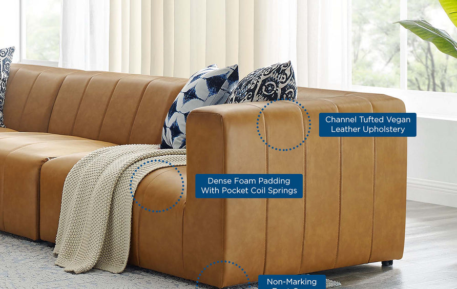 Reef 5-Piece Vegan Leather Sectional Sofa in Tan