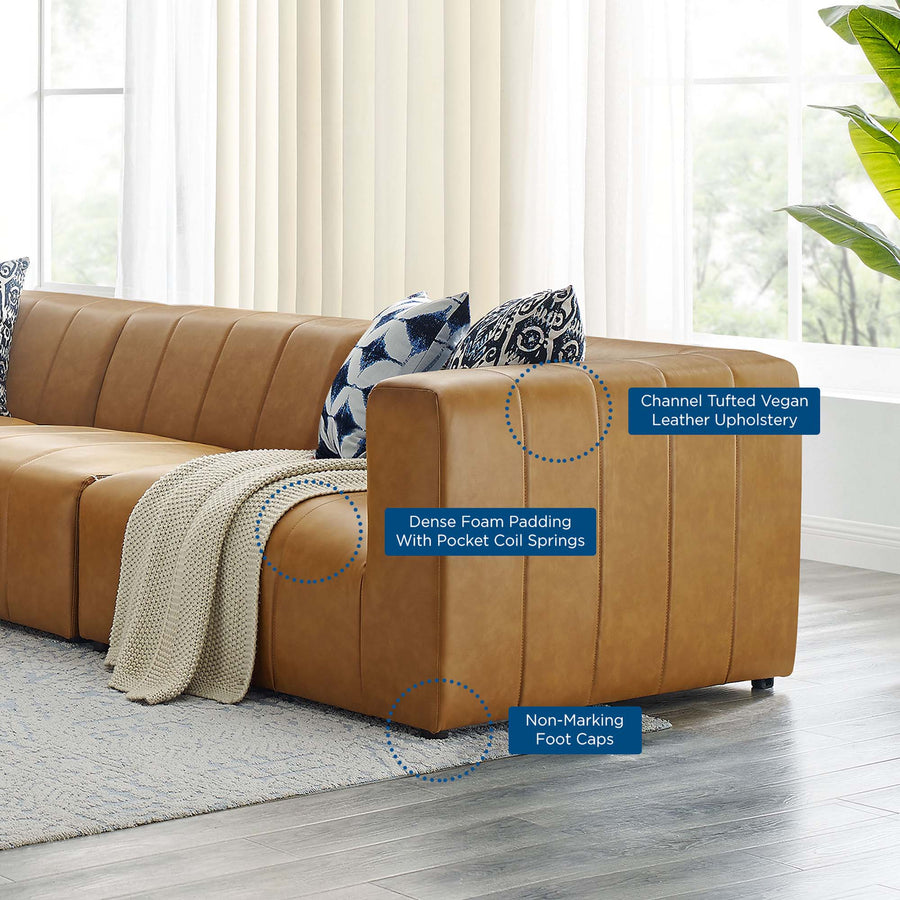 Reef 5-Piece Vegan Leather Sectional Sofa in Tan