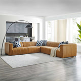 Reef 5-Piece Vegan Leather Sectional Sofa in Tan