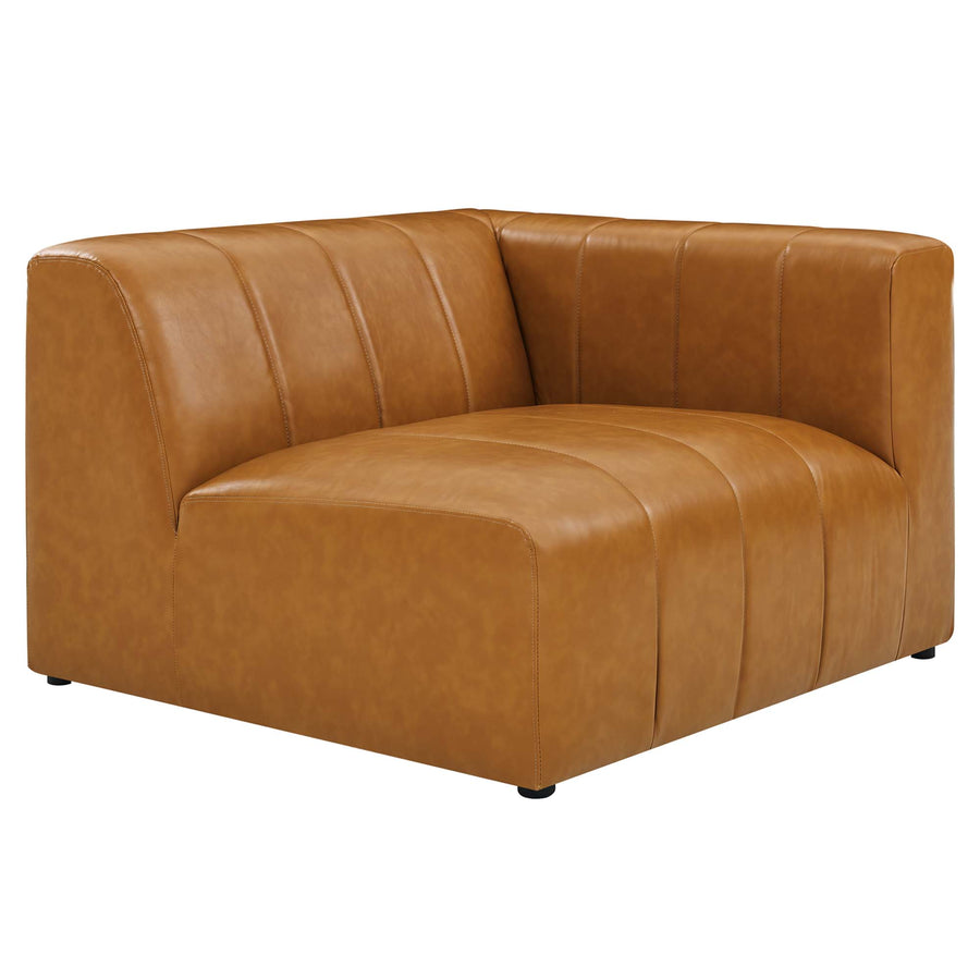 Reef 5-Piece Vegan Leather Sectional Sofa in Tan