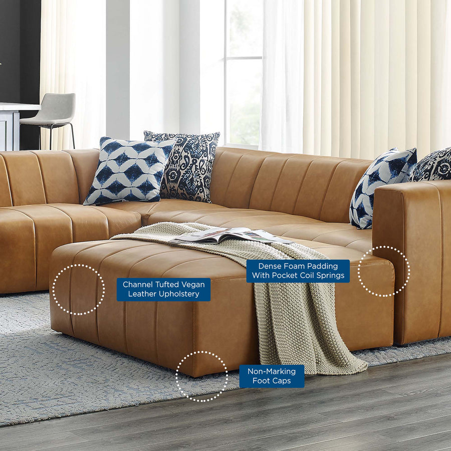 Reef 6-Piece Vegan Leather Sectional Sofa in Tan