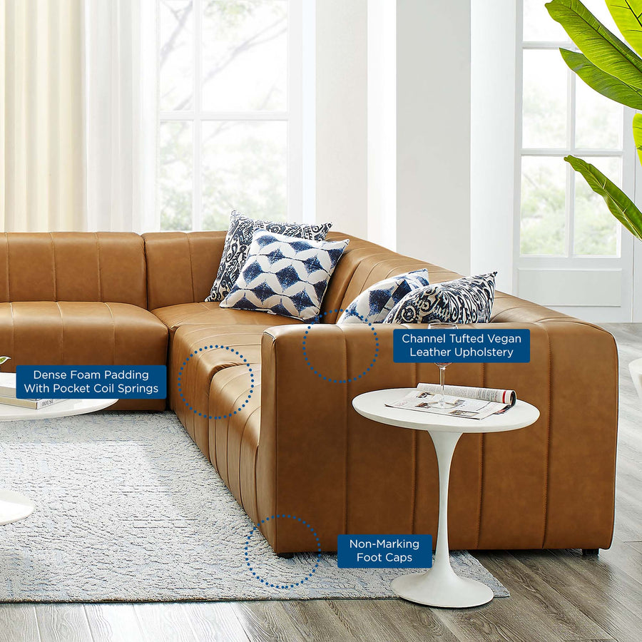 Reef 8-Piece Vegan Leather Sectional Sofa in Tan