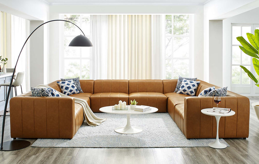Reef 8-Piece Vegan Leather Sectional Sofa in Tan