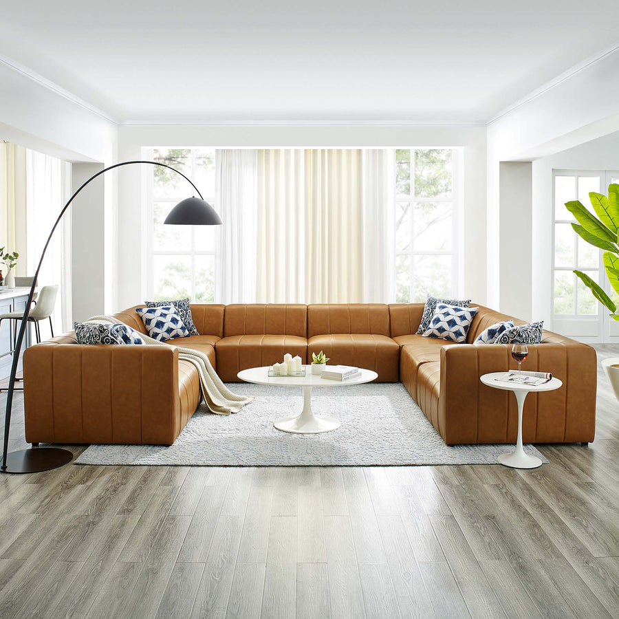 Reef 8-Piece Vegan Leather Sectional Sofa in Tan