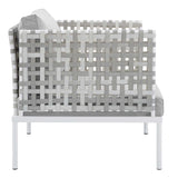 Cliff Sunbrella® Basket Weave Outdoor Patio Aluminum Armchair in Taupe Gray