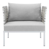 Cliff Sunbrella® Basket Weave Outdoor Patio Aluminum Armchair in Taupe Gray