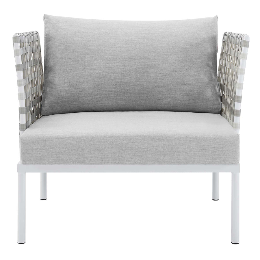 Cliff Sunbrella® Basket Weave Outdoor Patio Aluminum Armchair in Taupe Gray