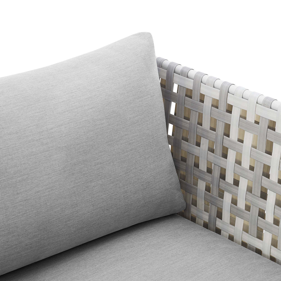 Cliff Sunbrella® Basket Weave Outdoor Patio Aluminum Armchair in Taupe Gray