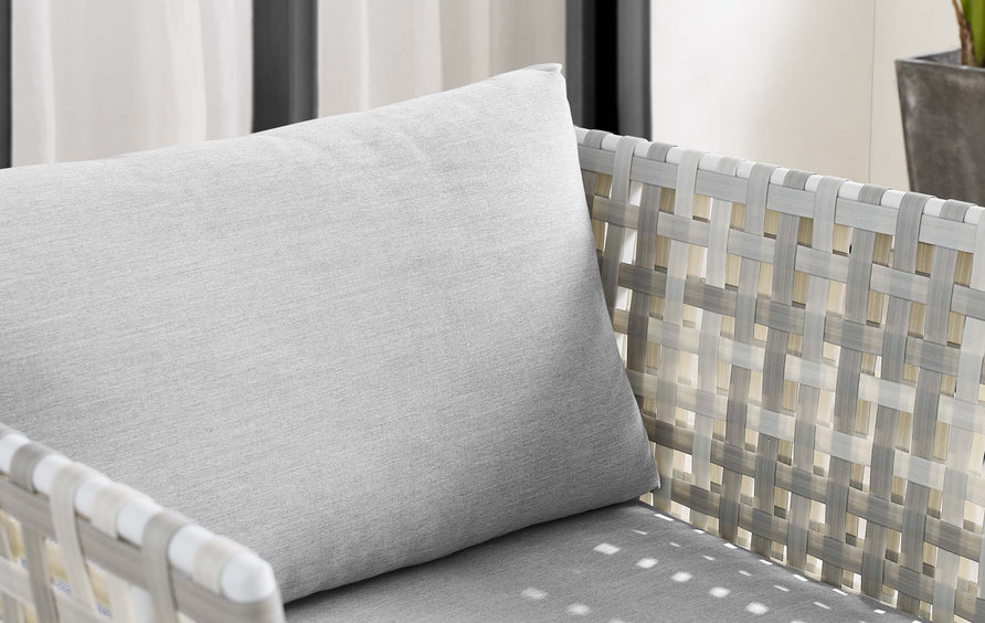 Cliff Sunbrella® Basket Weave Outdoor Patio Aluminum Armchair in Taupe Gray