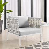 Cliff Sunbrella® Basket Weave Outdoor Patio Aluminum Armchair in Taupe Gray