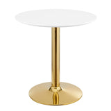 Theo 28" Dining Table in Gold White
