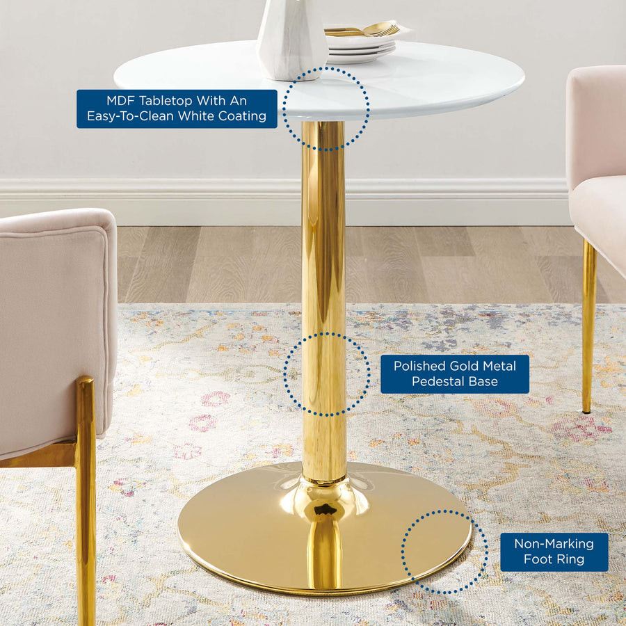 Theo 28" Dining Table in Gold White