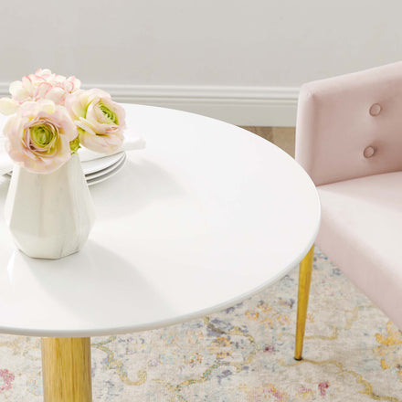 Verne 28" Dining Table in Gold White