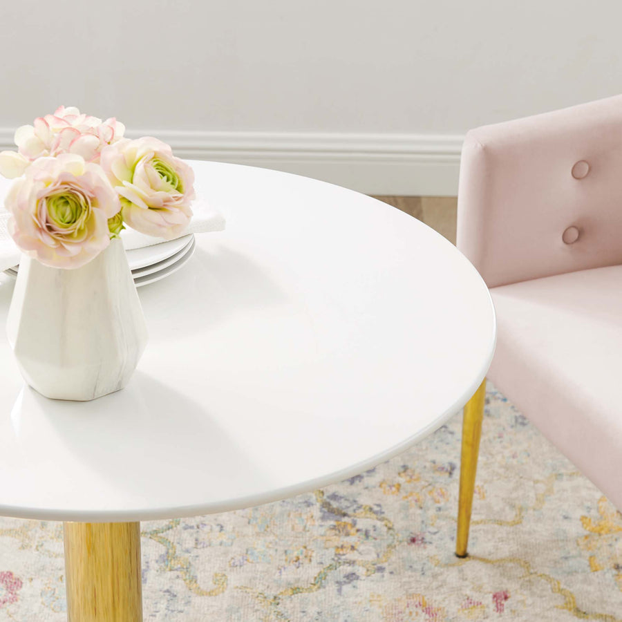 Theo 28" Dining Table in Gold White