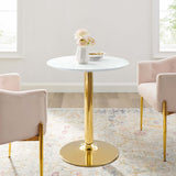 Theo 28" Dining Table in Gold White
