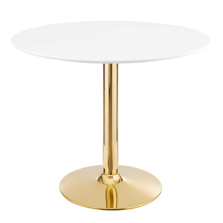 Theo 35" Dining Table in Gold White