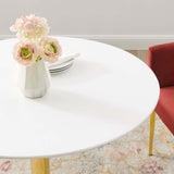 Theo 35" Dining Table in Gold White