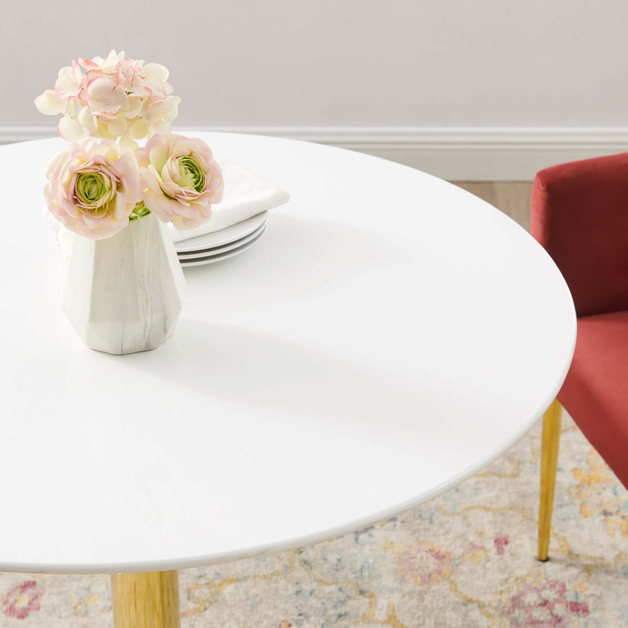 Theo 35" Dining Table in Gold White