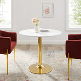 Theo 35" Dining Table in Gold White