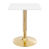 Theo 24" Square Dining Table in Gold White