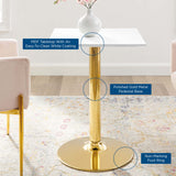 Theo 24" Square Dining Table in Gold White