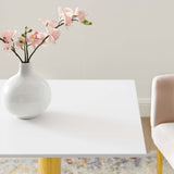 Theo 24" Square Dining Table in Gold White