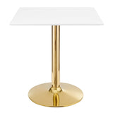 Theo 28" Square Dining Table in Gold White