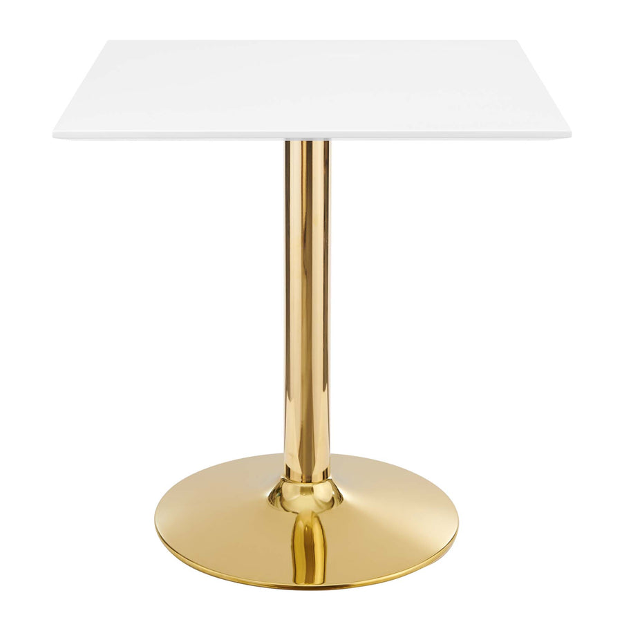 Theo 28" Square Dining Table in Gold White
