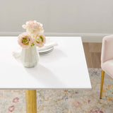 Theo 28" Square Dining Table in Gold White