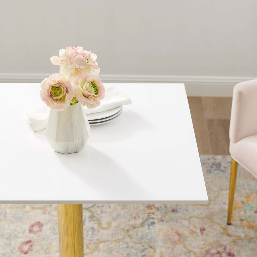 Theo 28" Square Dining Table in Gold White