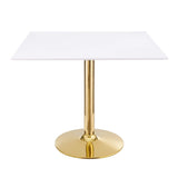 Theo 35" Square Dining Table in Gold White