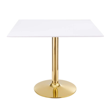 Verne 35" Square Dining Table in Gold White