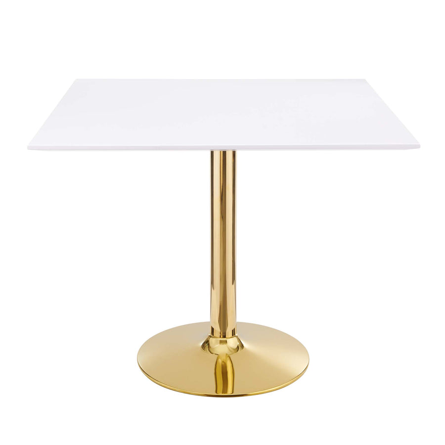 Theo 35" Square Dining Table in Gold White