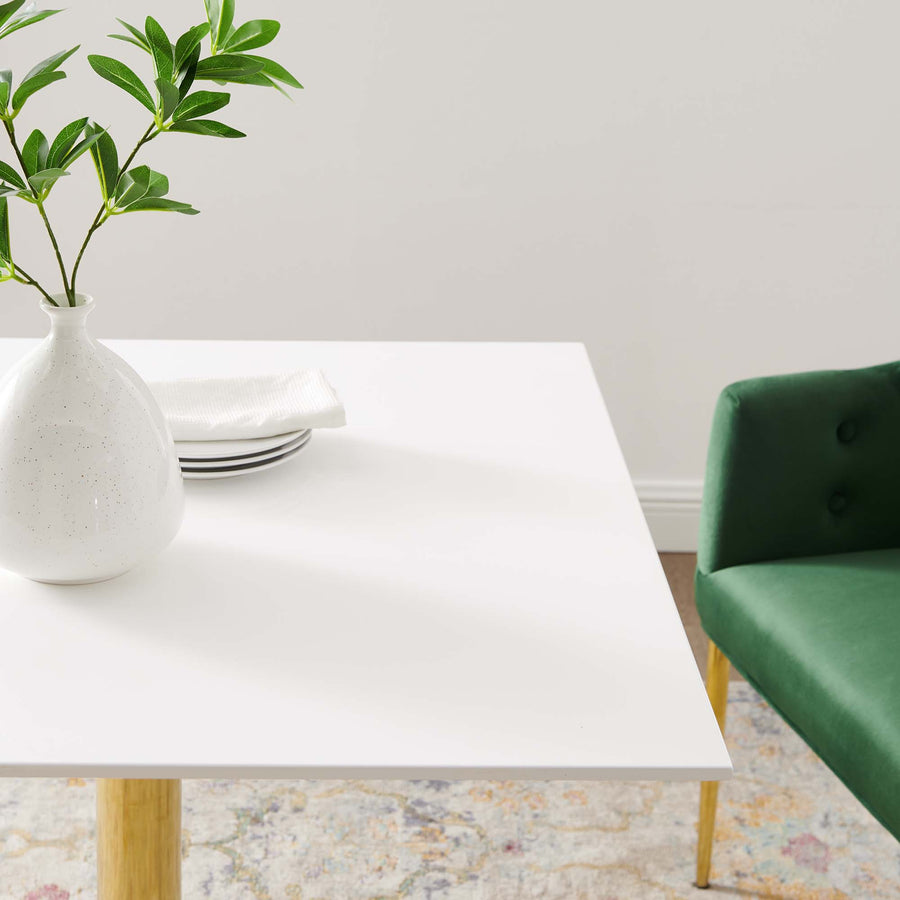 Theo 35" Square Dining Table in Gold White
