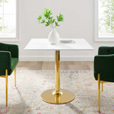 Theo 35" Square Dining Table in Gold White