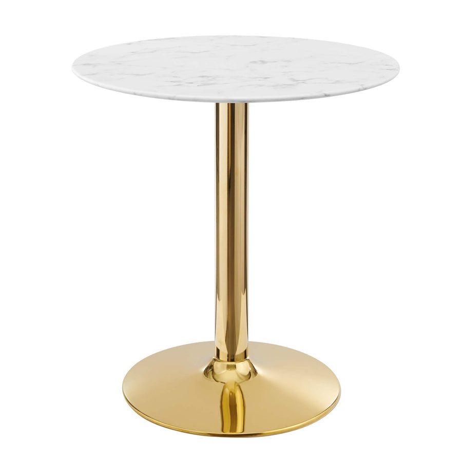 Theo 28" Artificial Marble Dining Table in Gold White
