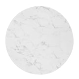 Theo 28" Artificial Marble Dining Table in Gold White