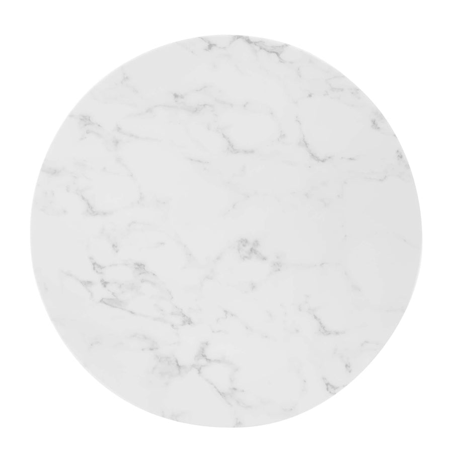 Theo 28" Artificial Marble Dining Table in Gold White