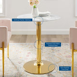 Theo 28" Artificial Marble Dining Table in Gold White