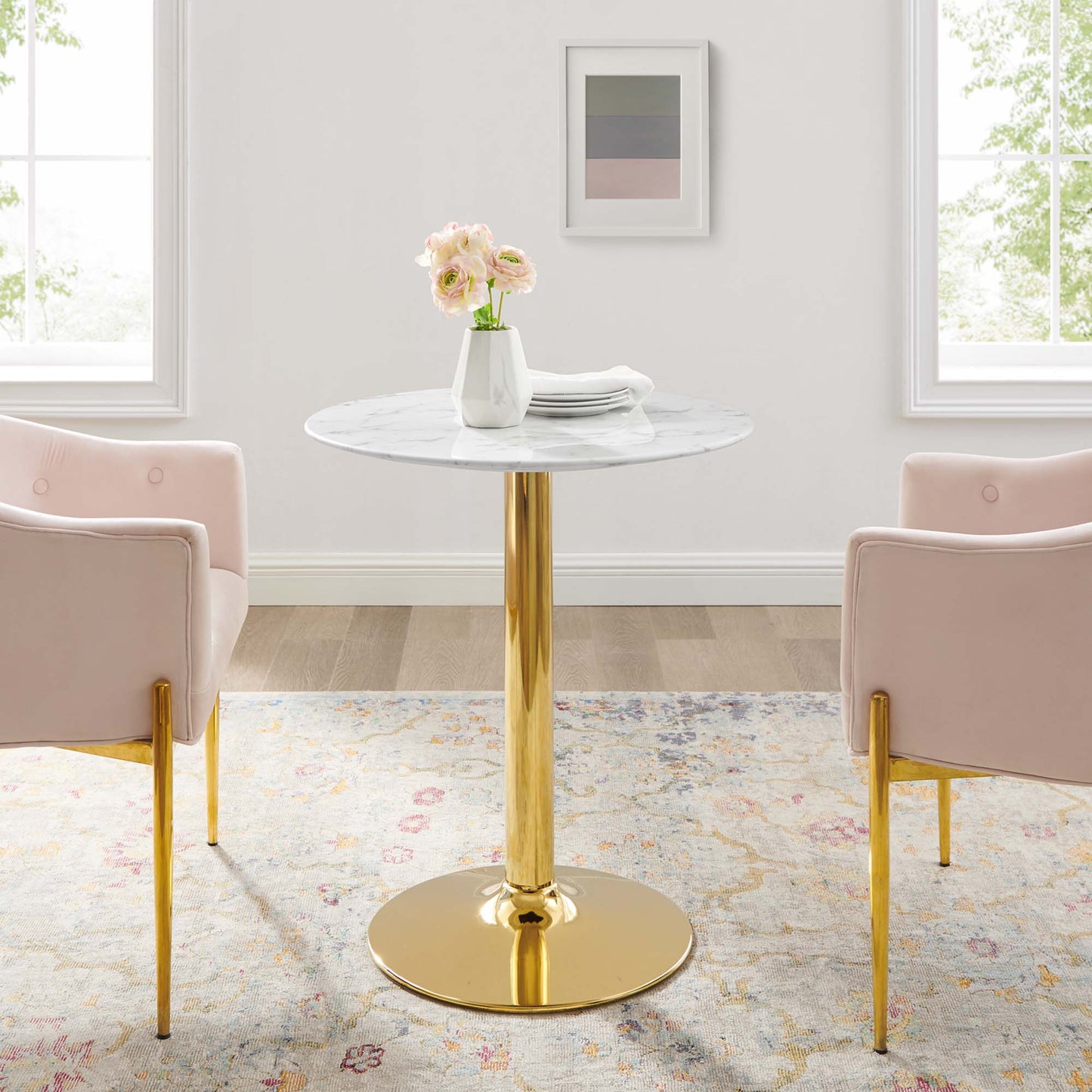 Verne 28" Artificial Marble Dining Table by Furniture For America