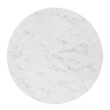 Theo 35" Artificial Marble Dining Table in Gold White